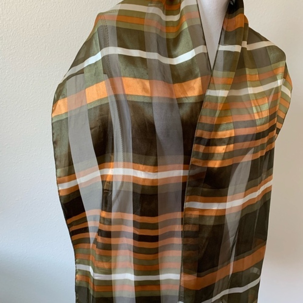 Plaid Scarf in Green and Orange